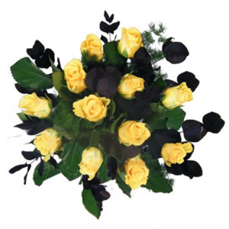 12 Yellow Rose Hand Tie